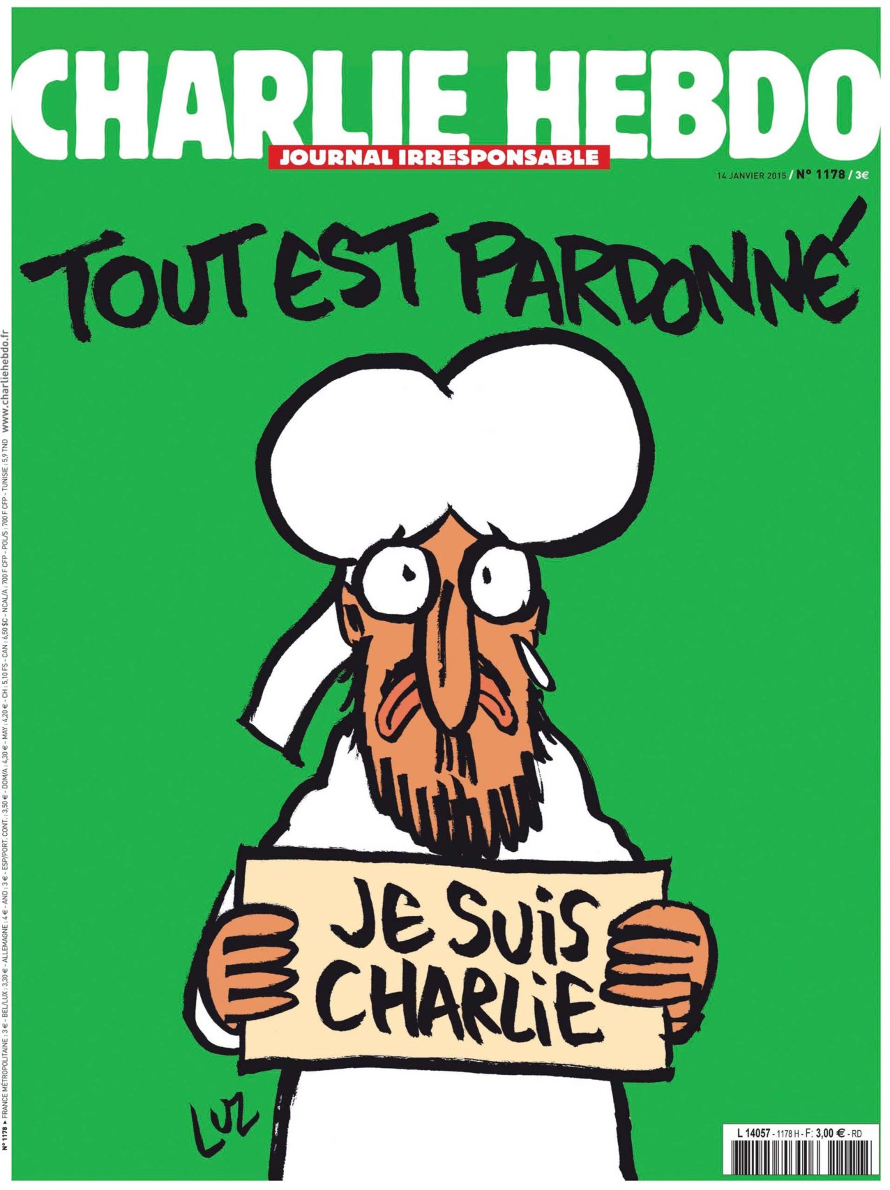 Cover of Charlie Hebdo after attacks