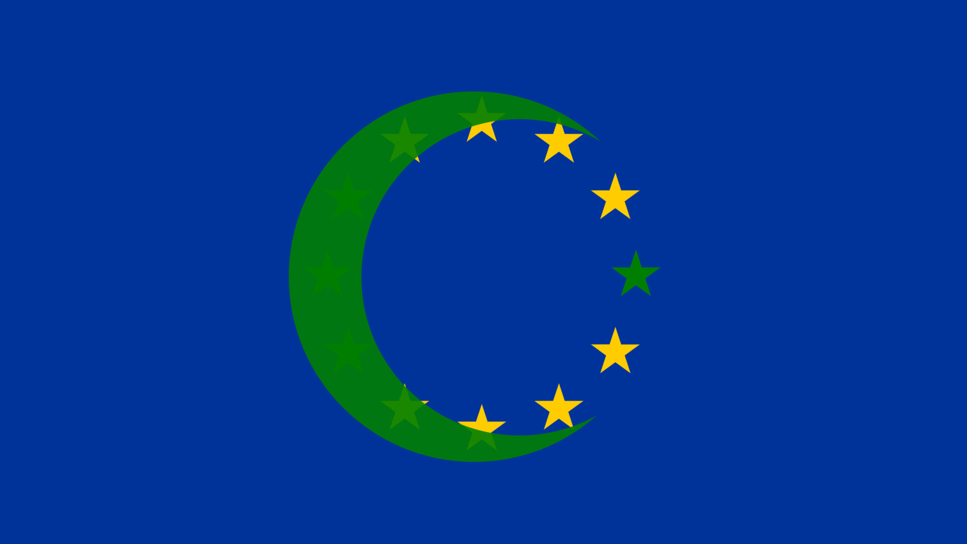 Crescent eclipsing European Union Stars