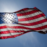 US Flag Backlit by the Sun